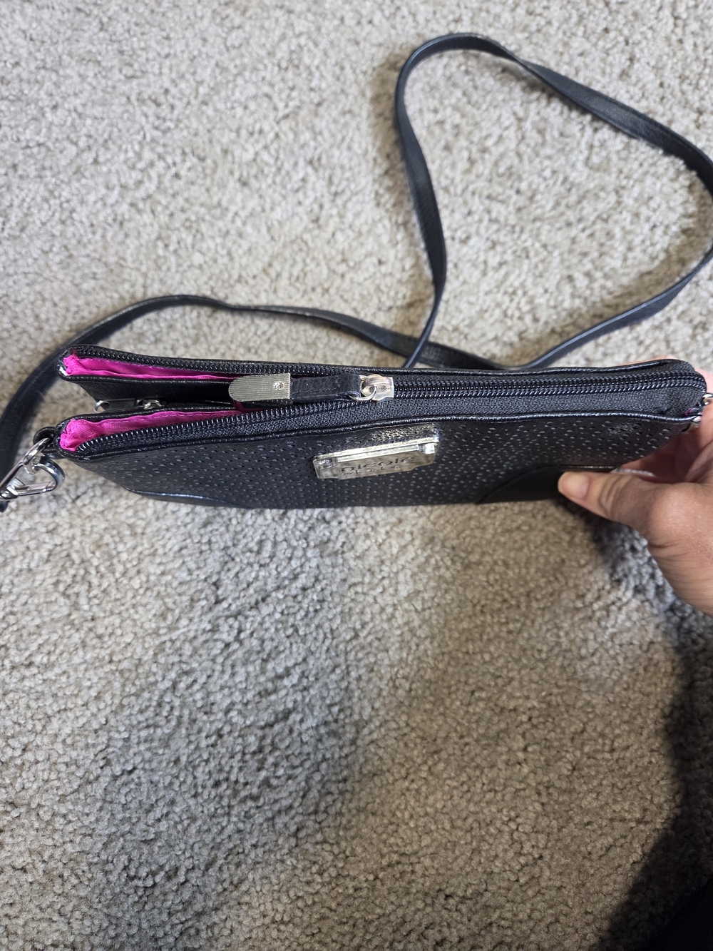 Nicole by Nicole Miller Black With Silver Crossbody Bag - Picture 5 of 5